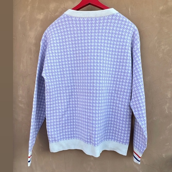 KULE Houndstooth Lilac Preppy Feminine Sweater size Small - Picture 2 of 9